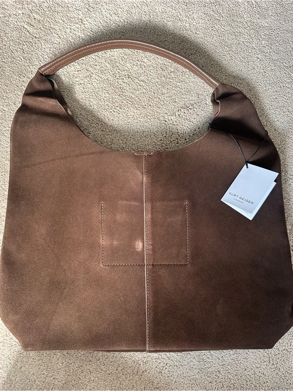 Kurt Geiger Chelsea Medium Chocolate Brown Suede Shoulder Bag